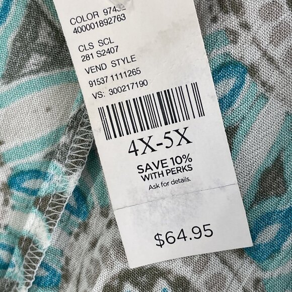 Catherines Kimono Cardigan Womens 4X 5X Blue Green Boho Open Front Plus Size Top - Picture 5 of 7